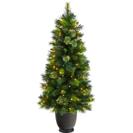 Outlet The Holiday Aisle 4' 6" H Green Realistic Artificial Pine Cashmere Christmas Tree With 100 Led Lights