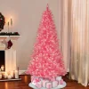 Hot The Holiday Aisle 6' 5" H Pink Realistic Artificial Spruce Flocked/Frosted Christmas Tree With 300 Incandescent Steady/Constant Lights