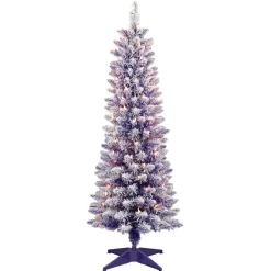 Clearance The Holiday Aisle 4' 6" H Purple Flocked/Frosted Christmas Tree With 100 Lights