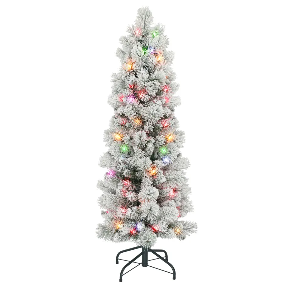 Best Sale The Holiday Aisle 4' 5'' H Slender White Pine Christmas Tree With 100 Lights