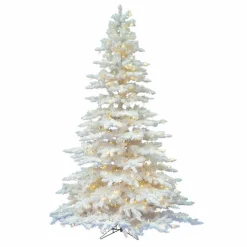 Shop Vickerman 6.5' Flocked White Spruce Full Artificial Christmas Tree With Led Clear Light