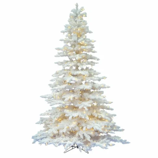 Shop Vickerman 6.5' Flocked White Spruce Full Artificial Christmas Tree With Led Clear Light