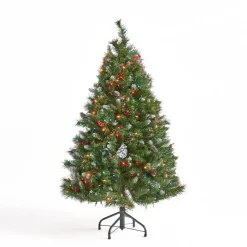 Clearance The Holiday Aisle 4.5' Frosted Green Spruce Artificial Christmas Tree With 200 Multi-Colored Lights