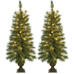 Best The Holiday Aisle 3.5' Green Artificial Christmas Tree With 35 Clear Lights With Urn Stand
