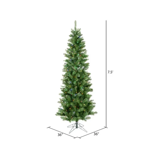 Shop The Holiday Aisle 7.5' Green Artificial Christmas Tree With Multi-Colored Led Lights With Stand