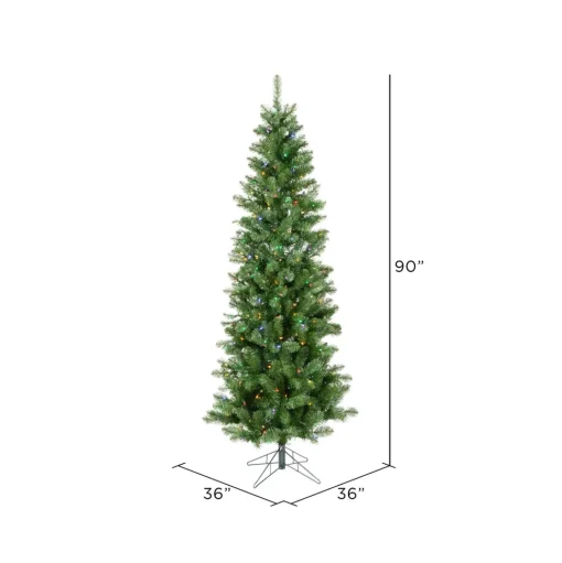 Shop The Holiday Aisle 7.5' Green Artificial Christmas Tree With Multi-Colored Led Lights With Stand