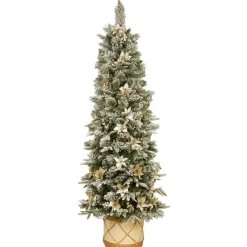 Best Sale Three Posts 6' Green Fir Artificial Flocked/Frosted Christmas Tree With 200 Lights