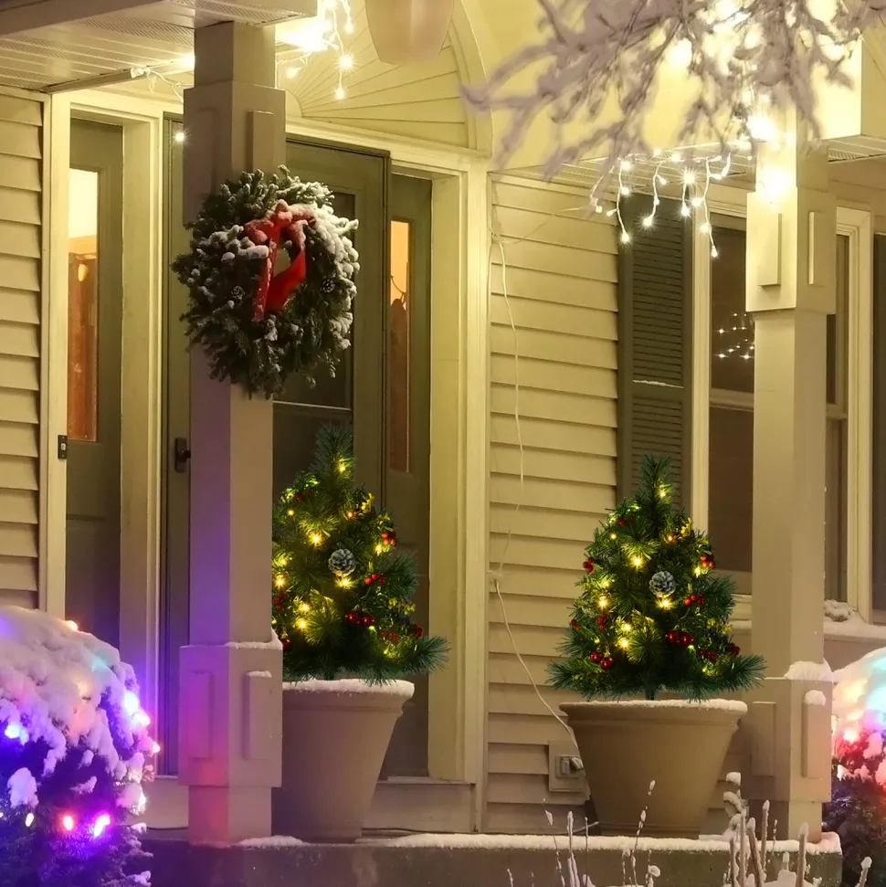 Discount The Holiday Aisle 2' Green Pine Artificial Christmas Tree With 24 Clear & White Lights