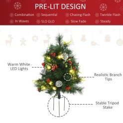 Discount The Holiday Aisle 2' Green Pine Artificial Christmas Tree With 24 Clear & White Lights