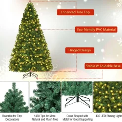 Online The Holiday Aisle 8' Green Pine Artificial Christmas Tree With 430 White Lights