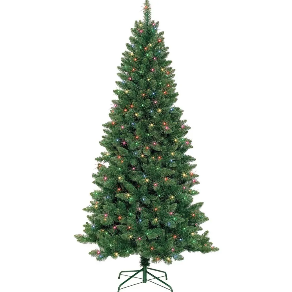 Best Sale The Holiday Aisle 7' Green Pine Artificial Christmas Tree With 350 Warm Colored Lights