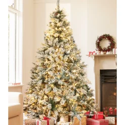 Best The Holiday Aisle 7' Green Pine Flocked Christmas Tree With 350 Led Lights
