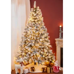 Best The Holiday Aisle 7' Green Pine Flocked Christmas Tree With 350 Led Lights