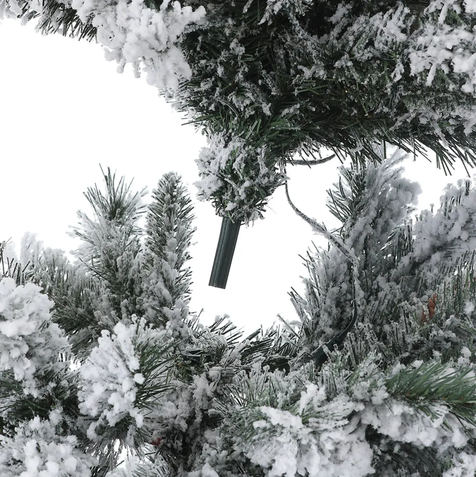 Best The Holiday Aisle 7' Green Pine Flocked Christmas Tree With 350 Led Lights