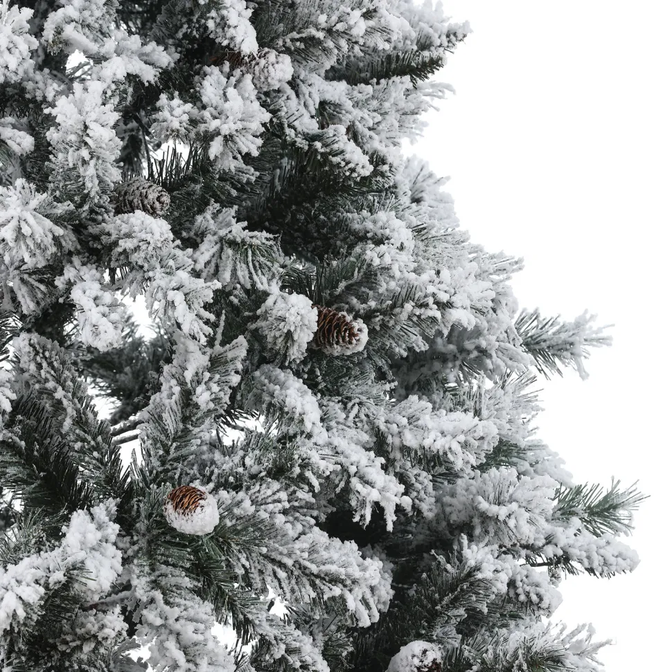 Best The Holiday Aisle 7' Green Pine Flocked Christmas Tree With 350 Led Lights