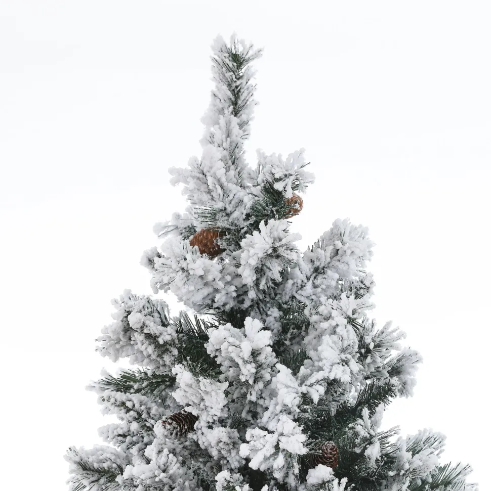 Best The Holiday Aisle 7' Green Pine Flocked Christmas Tree With 350 Led Lights