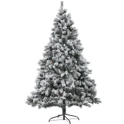 Best The Holiday Aisle 7' Green Pine Flocked Christmas Tree With 350 Led Lights