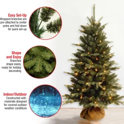 New Sand & Stable 4' Green Pine Trees Artificial Christmas Tree With 150 Clear Lights