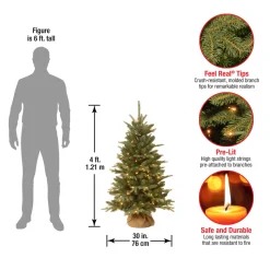 New Sand & Stable 4' Green Pine Trees Artificial Christmas Tree With 150 Clear Lights