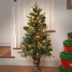 Online Three Posts 4' Green Spruce Christmas Tree With 100 Clear/White Lights