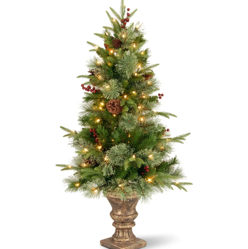 Online Three Posts 4' Green Spruce Christmas Tree With 100 Clear/White Lights