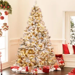 Store The Holiday Aisle 7' Green Spruce Flocked Christmas Tree With 350 Led Lights