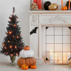 New The Holiday Aisle 4' H Black Artificial Fir Halloween Tree With 50 Led Lights