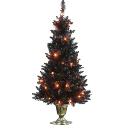 New The Holiday Aisle 4' H Black Artificial Fir Halloween Tree With 50 Led Lights
