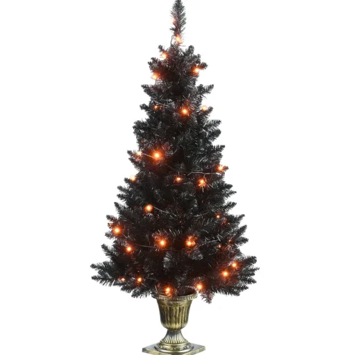 New The Holiday Aisle 4' H Black Artificial Fir Halloween Tree With 50 Led Lights