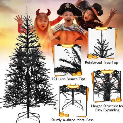 Flash Sale The Holiday Aisle 72" H Black Pine Feather Christmas Tree With 250 Led Lights