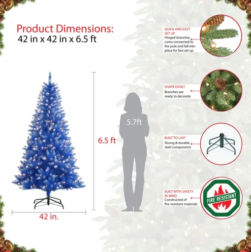 Cheap The Holiday Aisle 6'6" H Blue Frosted Christmas Tree With 300 Lights