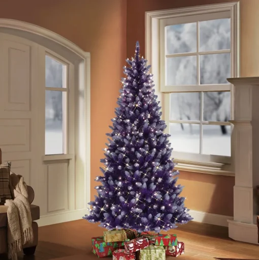 Best The Holiday Aisle 6.5' H Full Purple Artificial Spruce Cashmere Christmas Tree With 300 Lights