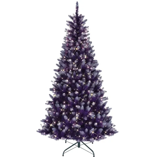 Best The Holiday Aisle 6.5' H Full Purple Artificial Spruce Cashmere Christmas Tree With 300 Lights