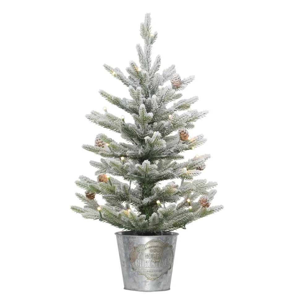 Outlet The Holiday Aisle 2' H Green Most Realistic Artificial Pine Frosted Christmas Tree With 35 Led Lights And Pinecones