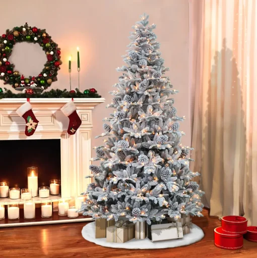 Cheap The Holiday Aisle 7'6" H Green Realistic Artificial Pine Frosted Christmas Tree With 450 Lights