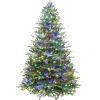 New Christmas Time 6'5" H Green Realistic Artificial Pine Christmas Tree With 500 Led Color Changing Lights
