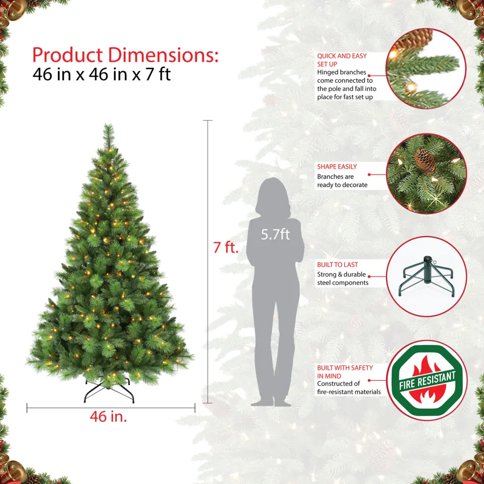 Hot The Holiday Aisle 7'6" H Green Realistic Artificial Pine Christmas Tree With 300 Led Lights