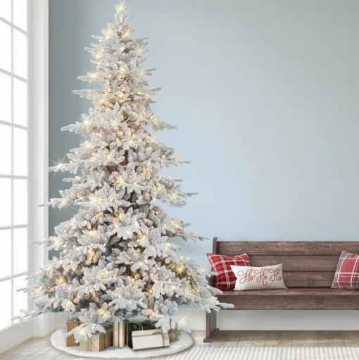 Clearance The Holiday Aisle 9' H Green Realistic Artificial Fir Flocked/Frosted Christmas Tree With 800 Lights