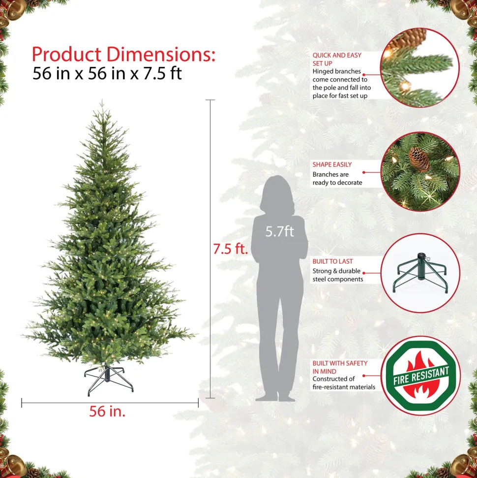 Best The Holiday Aisle 90" H Green Realistic Artificial Spuce Christmas Tree With 1000 Lights