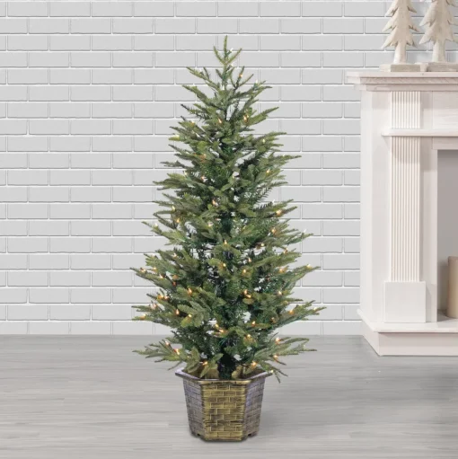 Best The Holiday Aisle 4'6" H Green Realistic Artificial Pine Christmas Tree With 150 Lights