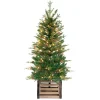 Cheap Three Posts 48' H Green Realistic Artificial Fir Christmas Tree With 100 Lights And Pinecones