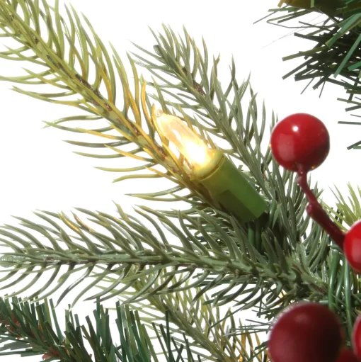 Flash Sale The Holiday Aisle 48" H Green Realistic Artificial Fir Flocked/Frosted Christmas Tree With Led 70 Lights And Ball Ornaments/Berries