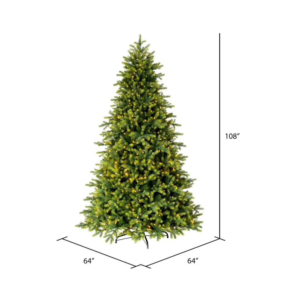 Best Sale The Holiday Aisle 108'' H Green Realistic Fir Christmas Tree With 1100 Led Lights