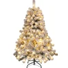 Best The Holiday Aisle 4.5' H Green/White Flocked Christmas Tree With 150 Led Lights