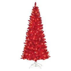 Online The Holiday Aisle 6'5" H Red Fir Flocked/Frosted Christmas Tree With 200 Lights