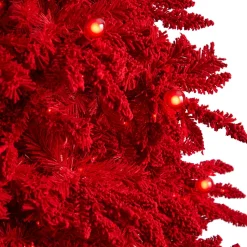 Flash Sale The Holiday Aisle 8' H Red Fir Flocked/Frosted Christmas Tree With 700 Led Lights