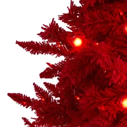 Flash Sale The Holiday Aisle 8' H Red Fir Flocked/Frosted Christmas Tree With 700 Led Lights