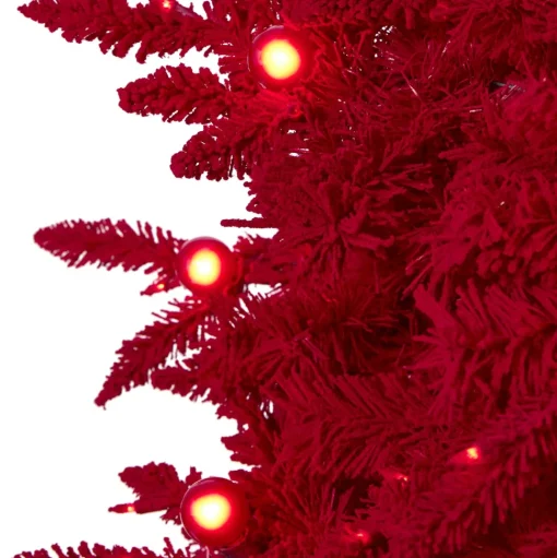 Flash Sale The Holiday Aisle 8' H Red Fir Flocked/Frosted Christmas Tree With 700 Led Lights