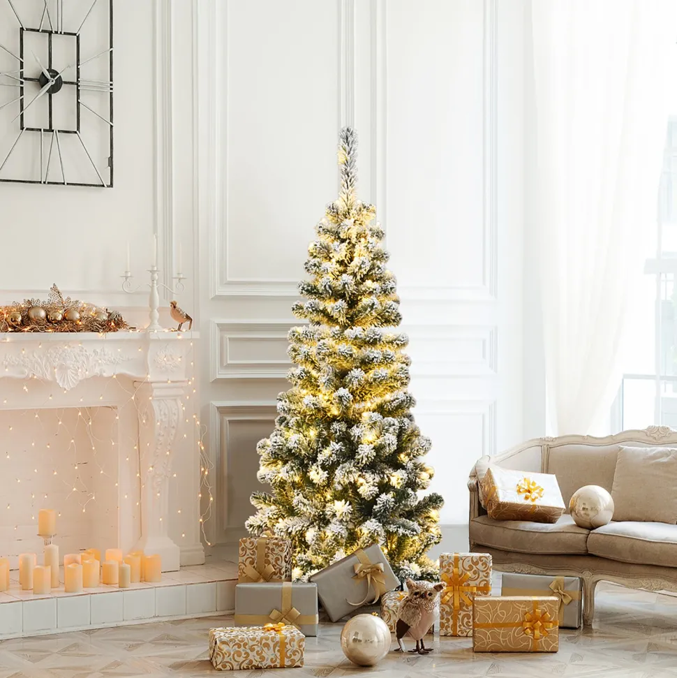 Cheap The Holiday Aisle 54'' H Red/White Pine Cashmere Christmas Tree With 150 Led Lights