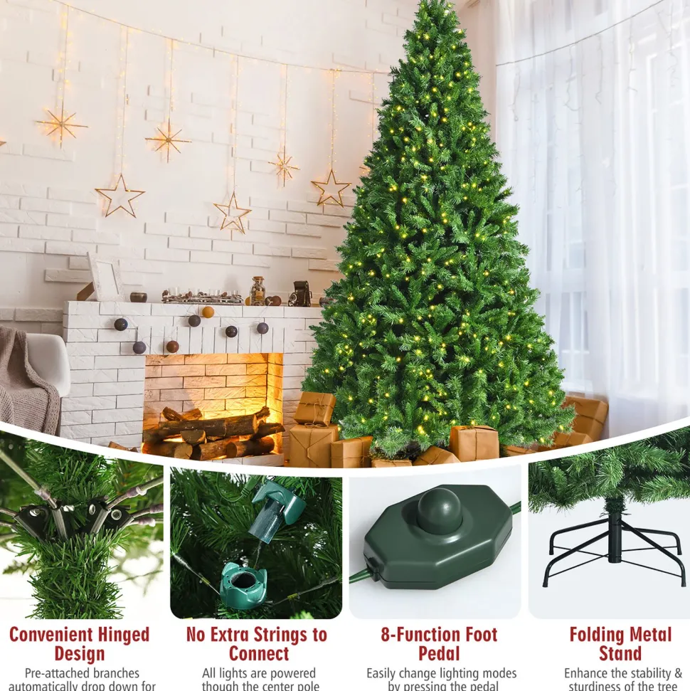 Shop The Holiday Aisle 9' H Regular Green Artificial Christmas Tree With 250 Led Lights
